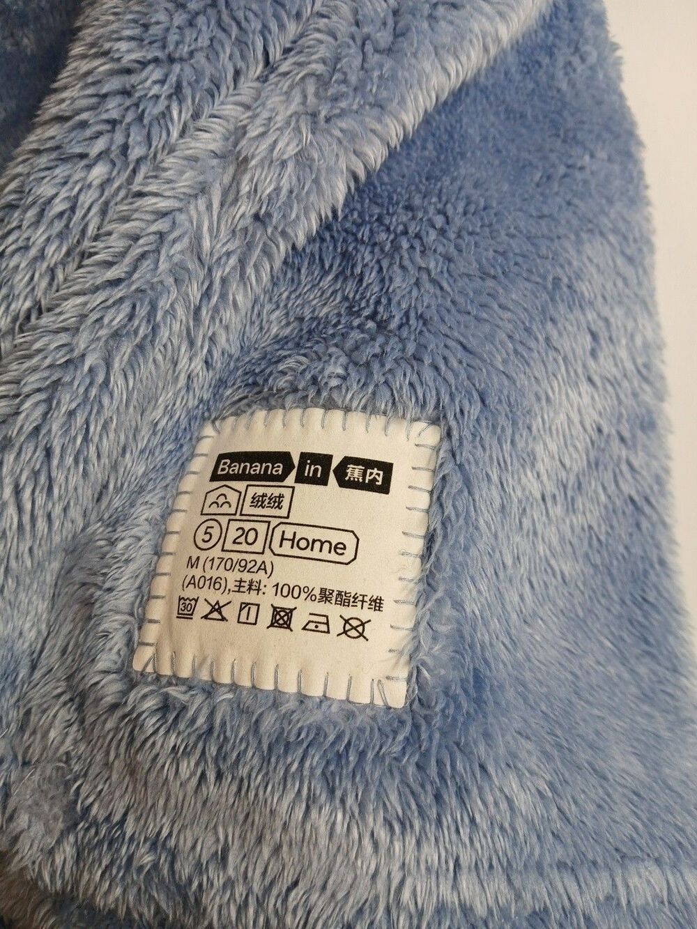 Fuzzy Periwinkle Blue Teddy Fleece Cowl Neck Pullover Peach Patch Pocket Medium - Picture 9 of 9